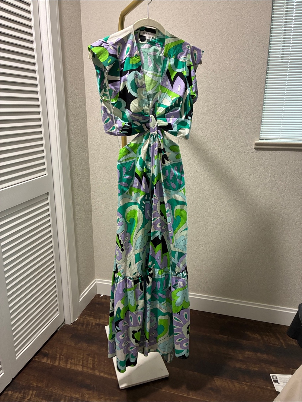 Steve Madden Green & Purple Abstract Print Maxi Dress